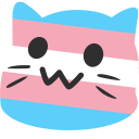 A blobby cat coloured in the trans flag